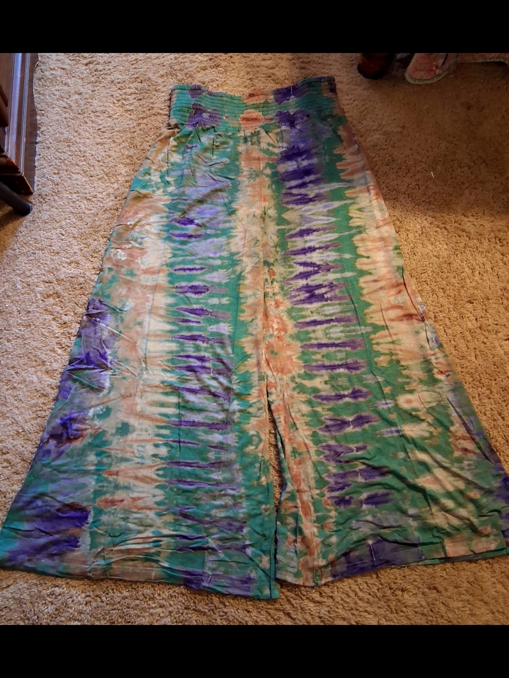 Jaded Gypsy Wide Leg Tie-Dye Pants - Green & Purple SZ S/M & L/XL
